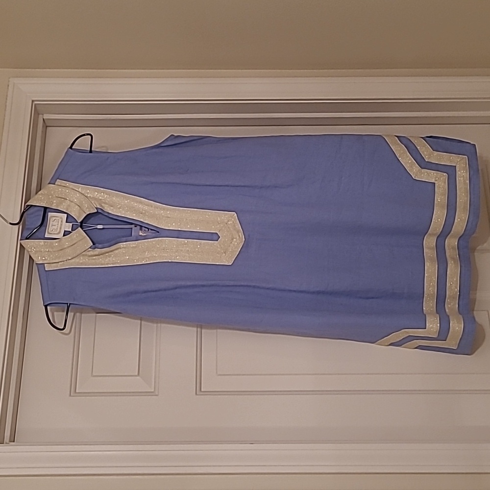 🩵 NWT Sail to Sable Blue Linen Sparkle Dress L